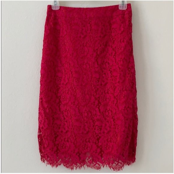 kate spade magenta pink red lace skirt size 4 nwot - Picture 1 of 16